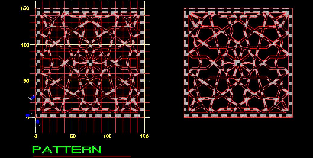 Jali Design CAD Block- Square Panel for Screens, Walls & Mandirs